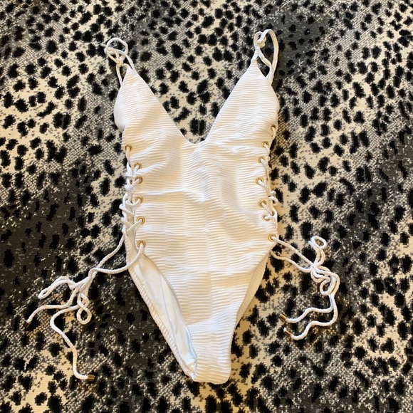Blue life roped up one piece swimsuit - Picture 1 of 9